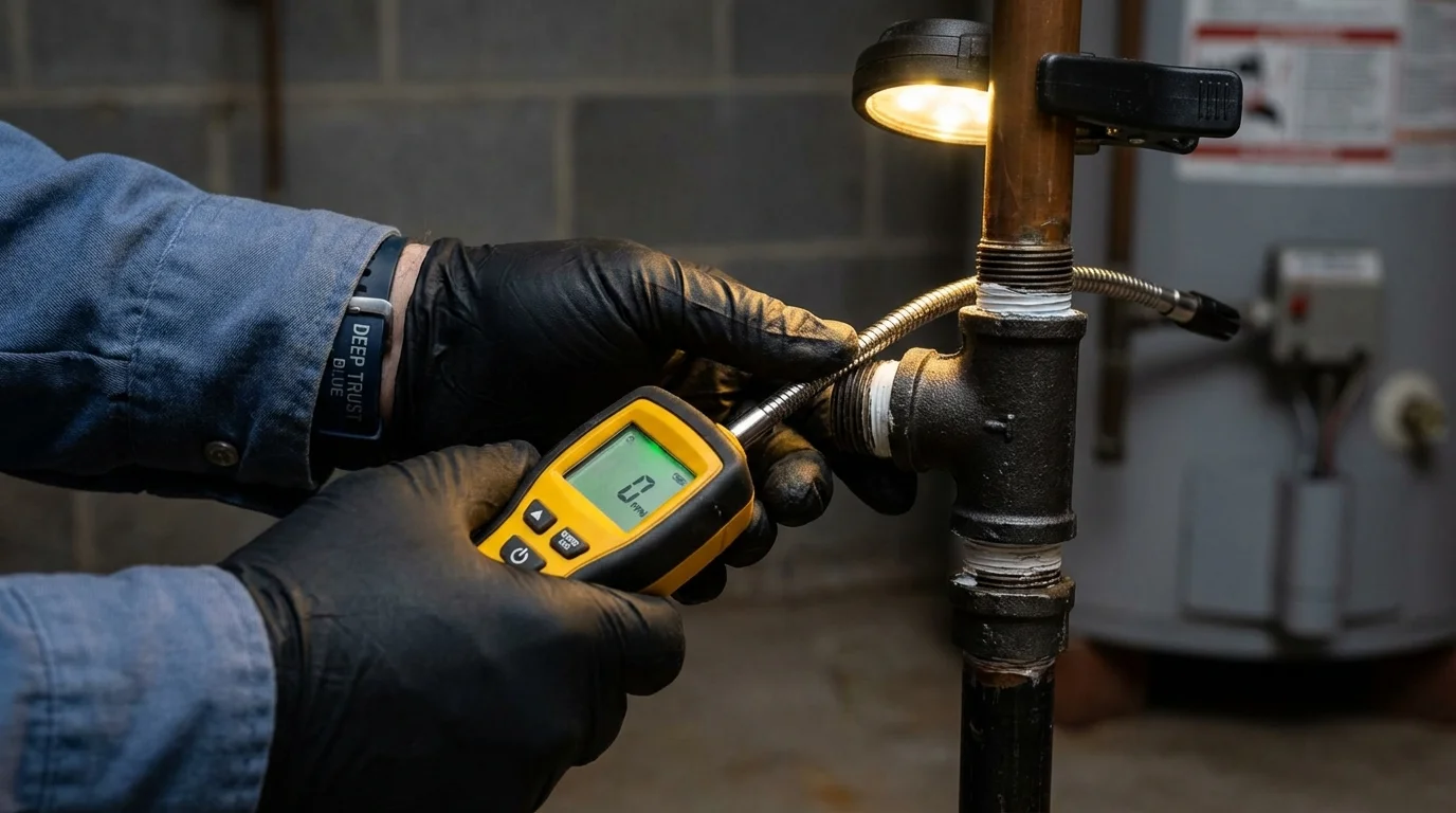 Gas leak detection with electronic sniffer by Johns Plumbing LLC in Fredonia